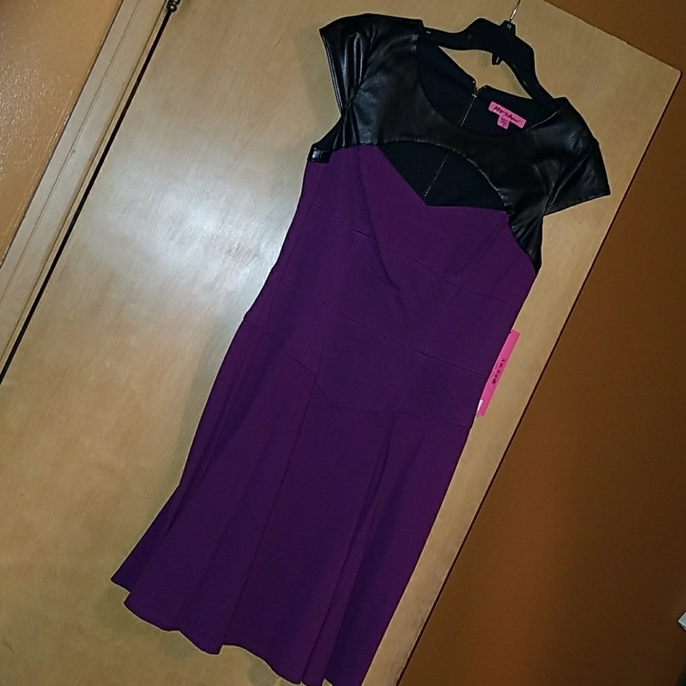 Faux leather mixed media dress